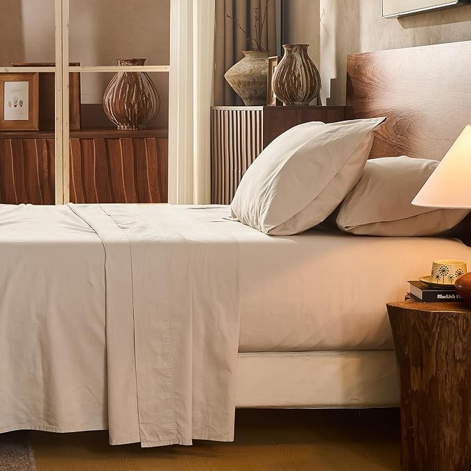 100% Linen Sheet Set Queen Extra Deep Pocket 18-24" Breathable