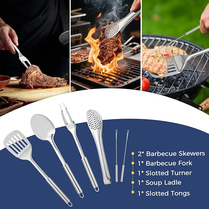 Camping Kitchen Utensil Set 34-Piece Stainless Steel