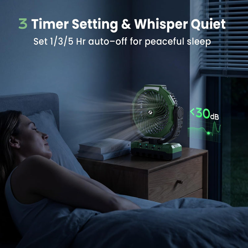 Rechargeable camping fan with LED light
