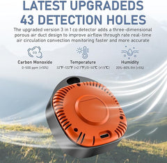 3-in-1 Portable CO Detector Square 43-Hole Sensor
