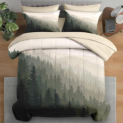 Full Comforter Set 7-Piece Mountain Pine Tree Bedding