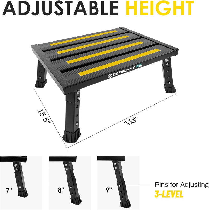 Adjustable RV step stool