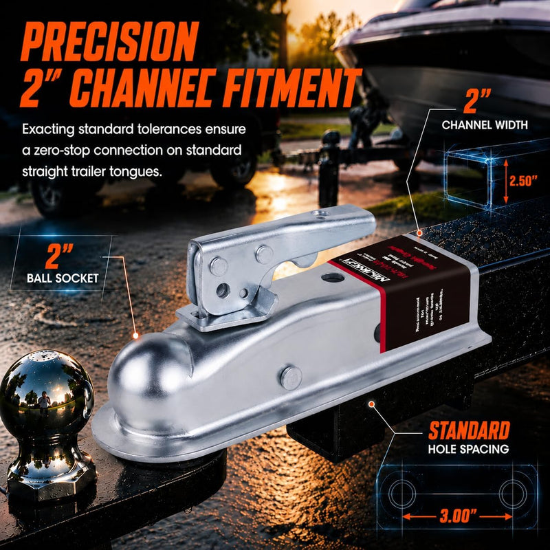 Straight-tongue trailer coupler 2 inch