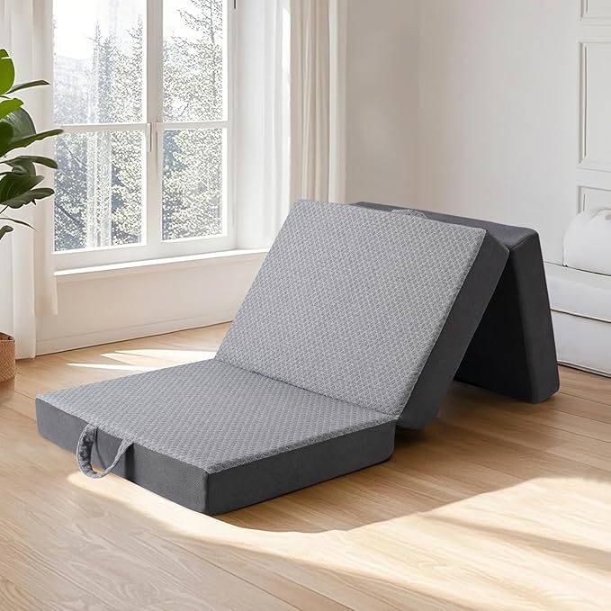 Tri-Fold Memory Foam Mattress Washable Cover RV/Travel