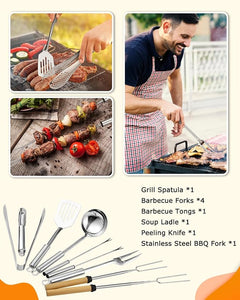 Camping Utensil & Cooking Set Stainless Steel & Silicone