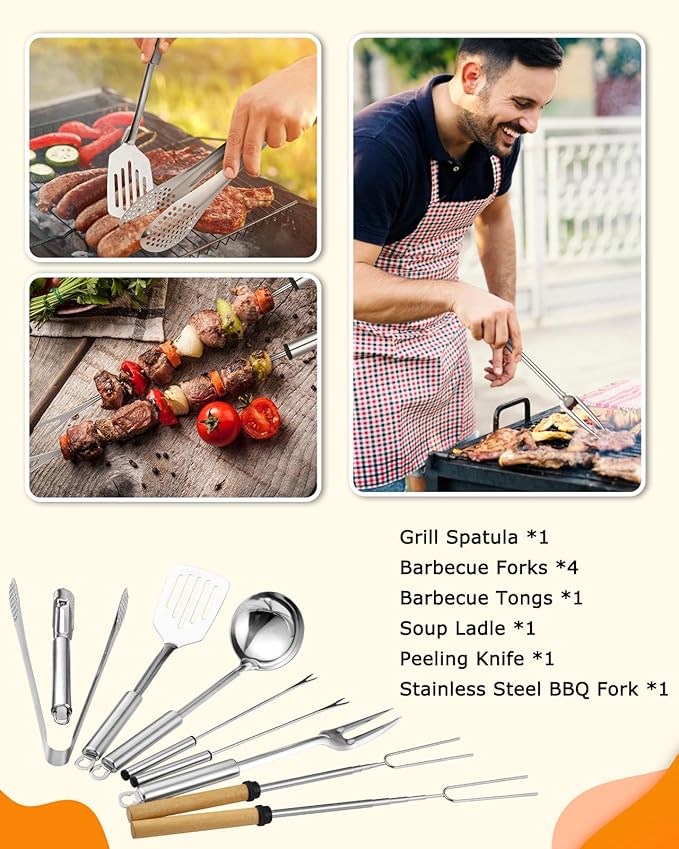 Camping Utensil & Cooking Set Stainless Steel & Silicone