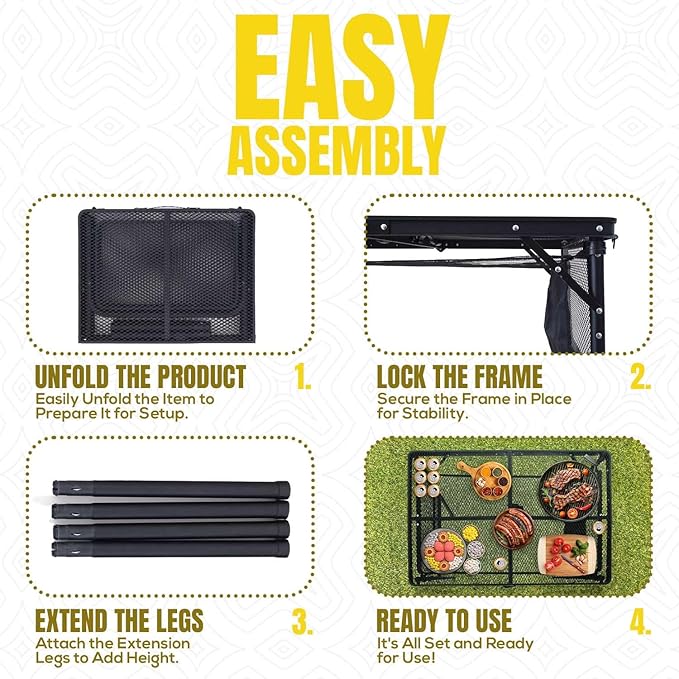 Folding Grill Table with Extension Boards 88 Lbs