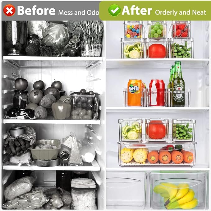 Fridge Organizer Bins with Lids 10-Pack