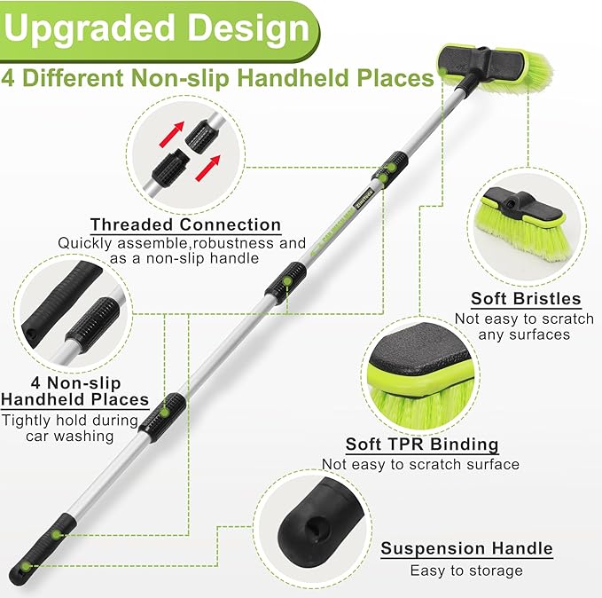 Extendable Car & RV Wash Brush Kit 65" Long Handle
