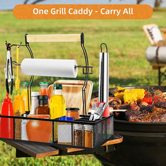 BBQ Grill Caddy Organizer 2 Paper Towel Holders 8 Compartments