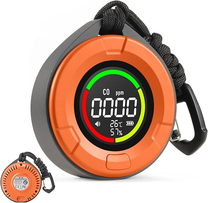 3-in-1 rechargeable travel CO detector orange - view 2