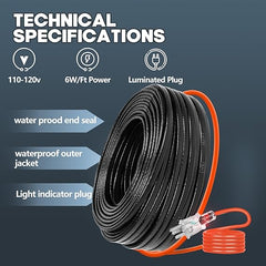 Heat Tape for Water Pipes 6ft -40F 120V