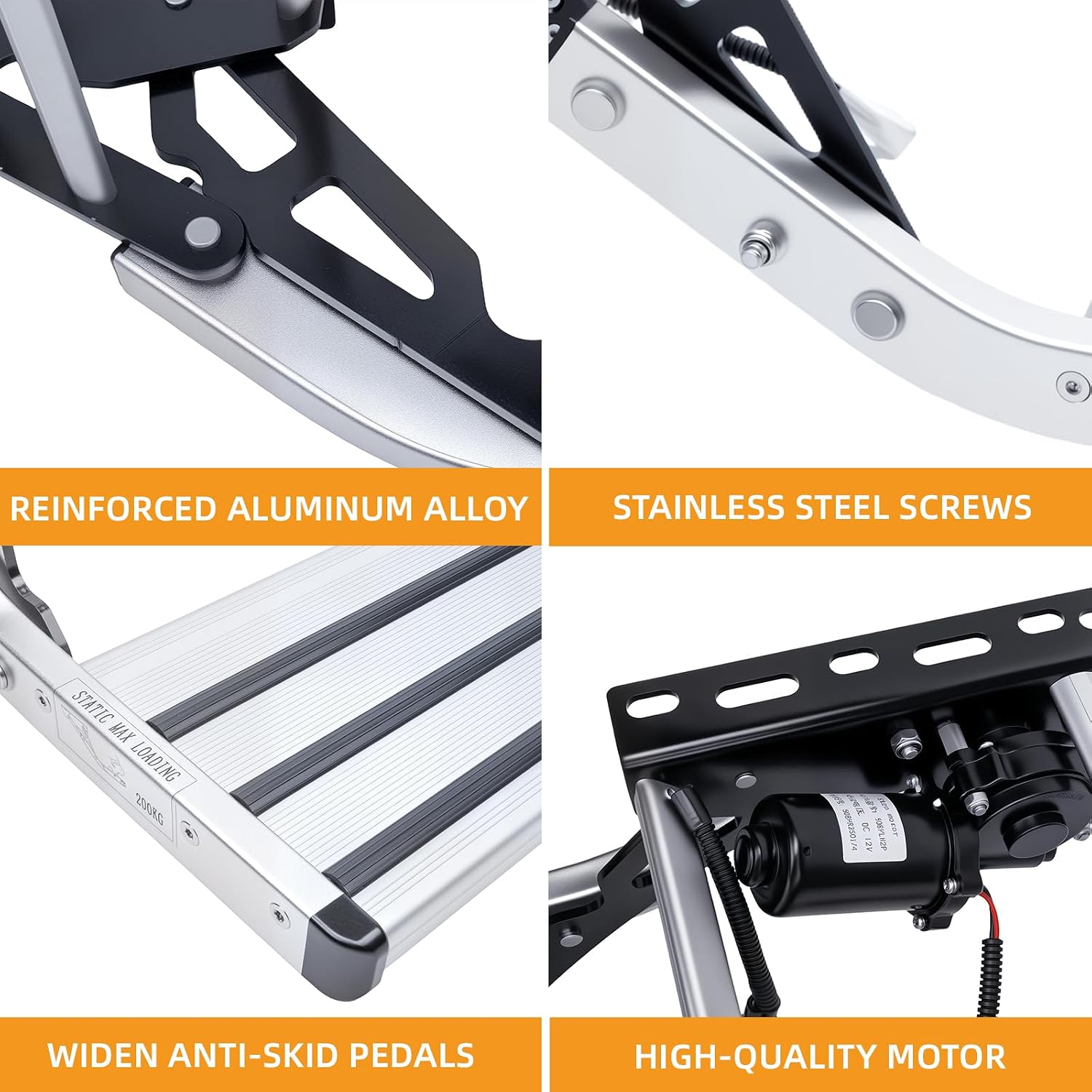 Electric RV step folded position