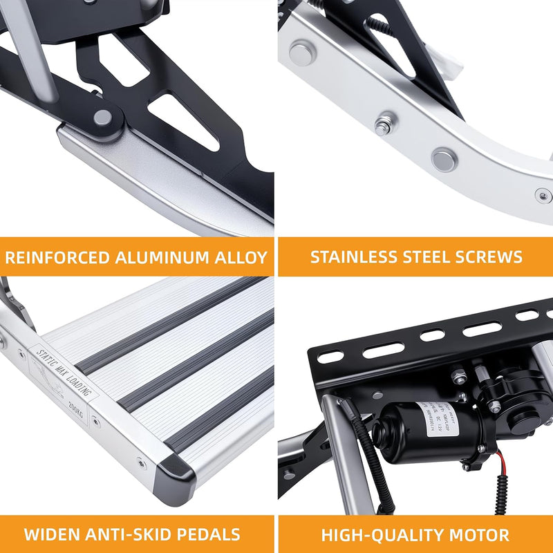 Electric RV step folded position