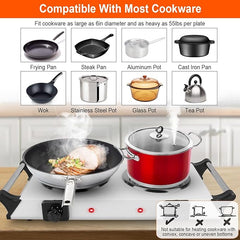 Portable Hot Plate 2000W Double Coil Burner 5-Level Temp
