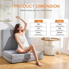 Tri-Fold Memory Foam Mattress Twin 4" Portable