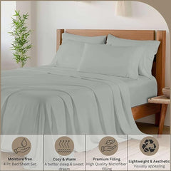 RV King Sheet Set 4-Piece Microfiber 72x80 Light Grey