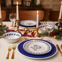 Melamine Dinnerware Set 12-Piece Lightweight Dishwasher Safe Blue