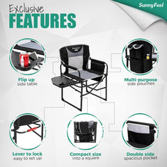 Oversized director's camp chair with side table