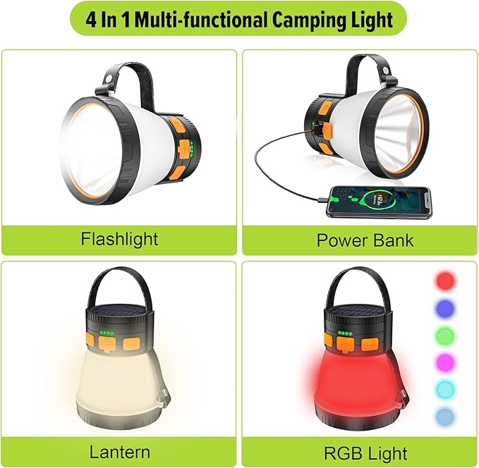 Rechargeable Solar LED Camping Lantern 1500LM 7500mAh