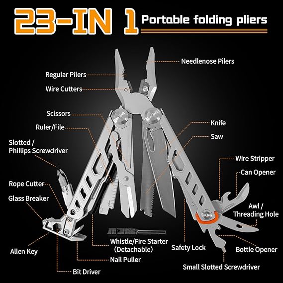 23-in-1 Multitool Pliers with Scissors & Saw