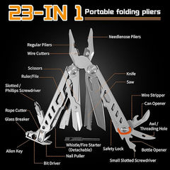 23-in-1 Multitool Pliers with Scissors & Saw