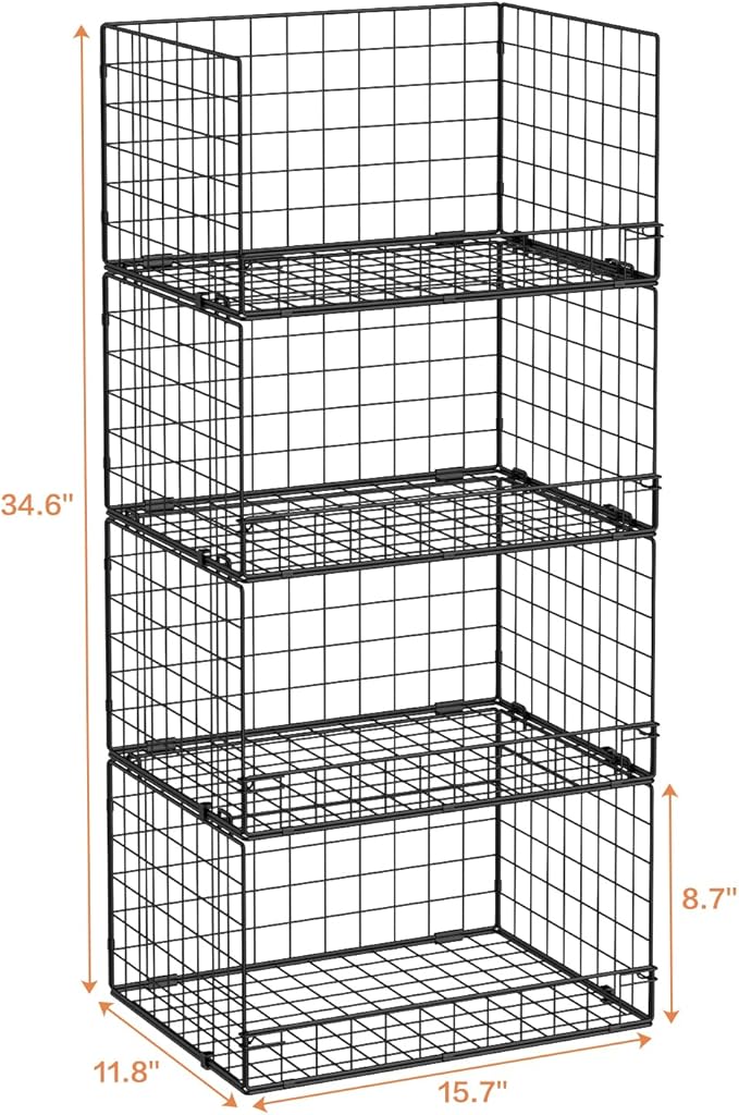 4-Tier Stackable Closet Organizer Storage Shelves
