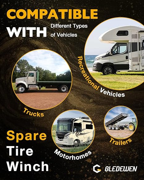 Spare Tire Hoist/Winch Carrier for RV & Trailer