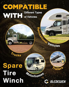 Spare Tire Hoist/Winch Carrier for RV & Trailer