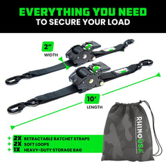 Rhino USA retractable ratchet straps 2 inch