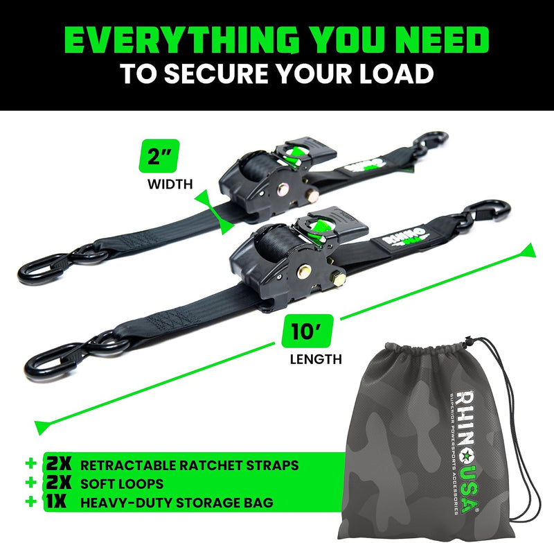 Rhino USA retractable ratchet straps 2 inch