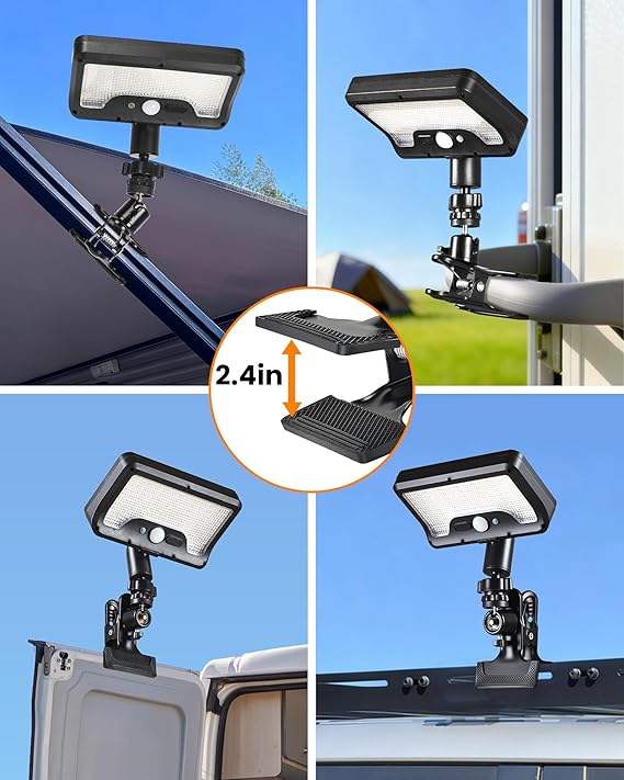 Solar RV Clip Lights 600LM Motion Sensor 2-Pack