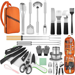 Camping Utensil & Cooking Set Stainless Steel & Silicone