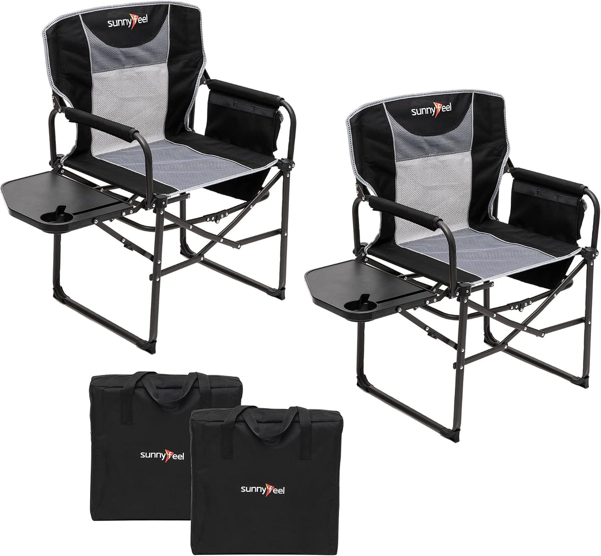 Oversized director's camp chair with side table