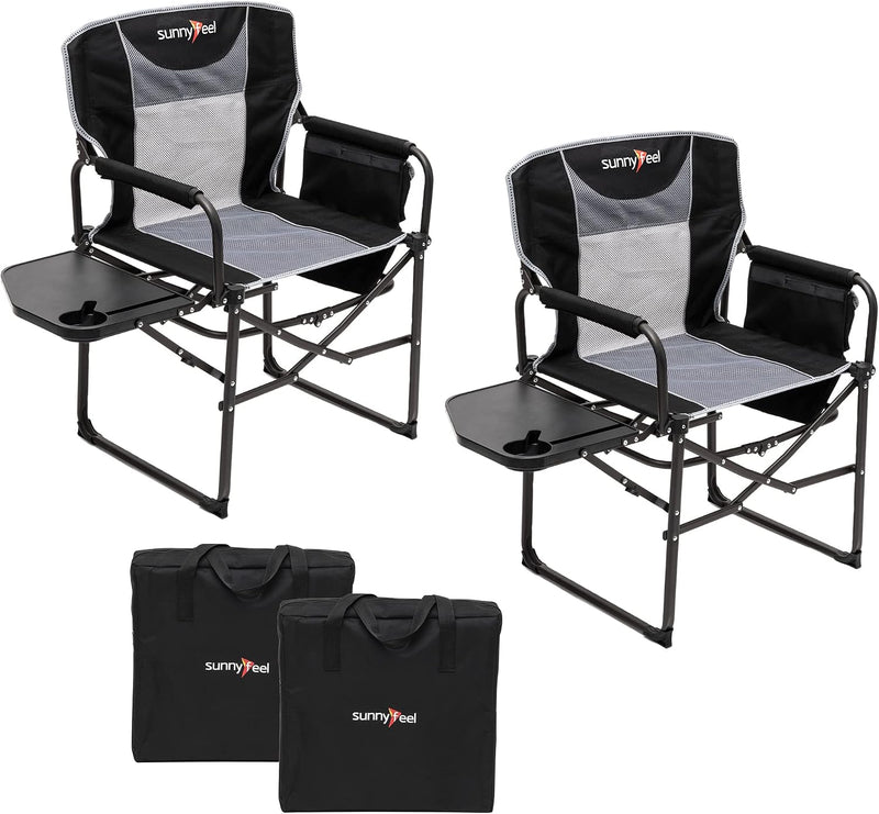 Oversized director's camp chair with side table