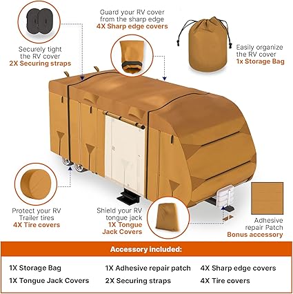 RV Camper Cover 20-22ft with Jack & Tire Covers