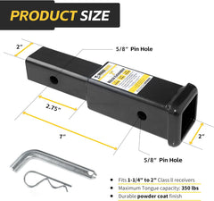 Trailer hitch receiver extender 7 inch