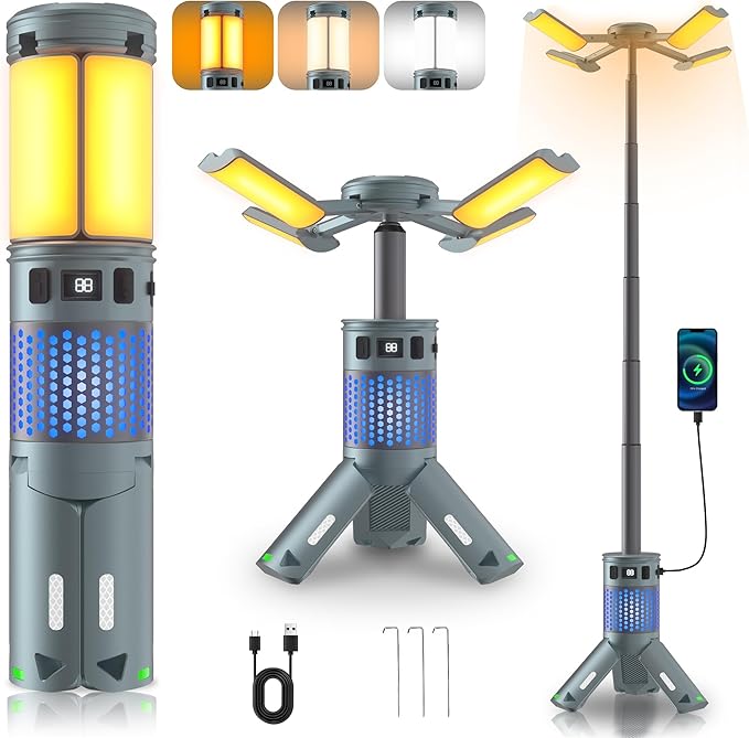 Telescopic Camping Lights 12000mAh RGB Magnetic