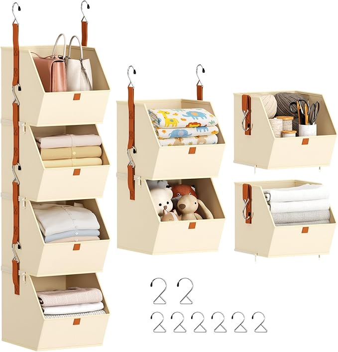 4-Tier Hanging Closet Organizer Collapsible Beige – RV Parts Giant