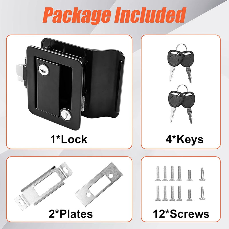 RV entry door latch with paddle deadbolt