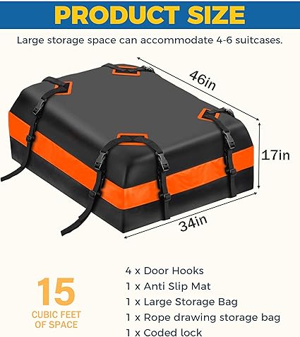 Rooftop cargo carrier soft shell 15 cubic feet - view 2
