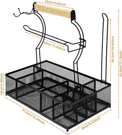 BBQ Grill Caddy Organizer 2 Paper Towel Holders 8 Compartments