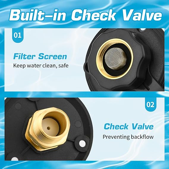 RV City Water Inlet with Brass Check Valve