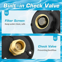 RV City Water Inlet with Brass Check Valve