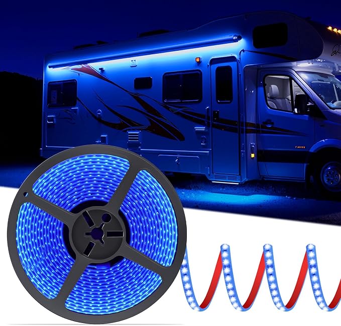20FT RV Awning LED Strip Lights 12V IP68 Blue