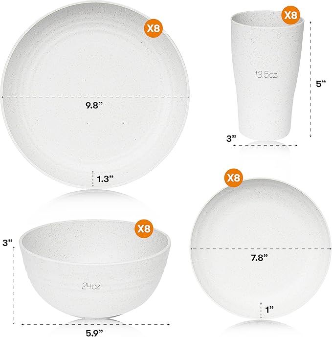Wheat Straw Dinnerware Set (Service for 4)