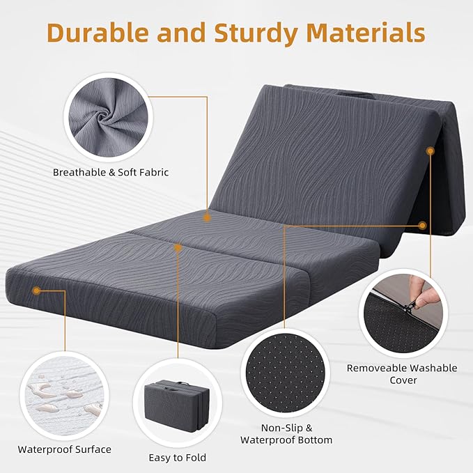 Foldable Waterproof Memory Foam Mattress Full 3"