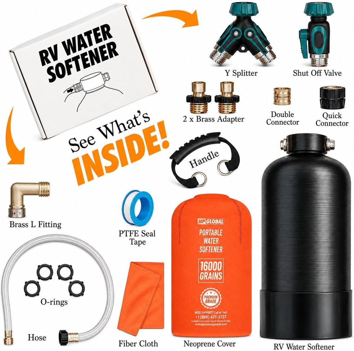 Portable RV water softener 16000 grain