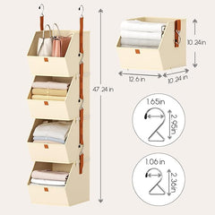 4-Tier Hanging Closet Organizer Collapsible Beige