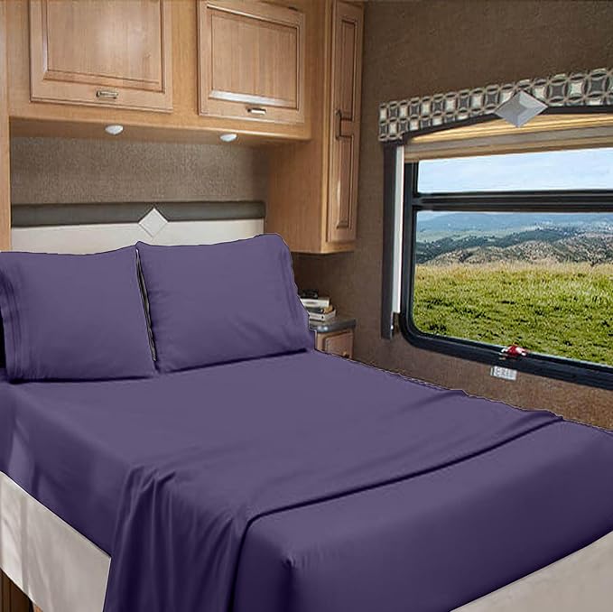 RV Camper King Sheet Set 1000TC Egyptian Cotton 72x80 Plum